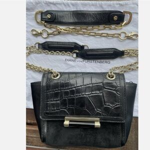 Diane von Furstenberg (DVF) Mini 440 Croc-Embossed Leather Crossbody Bag